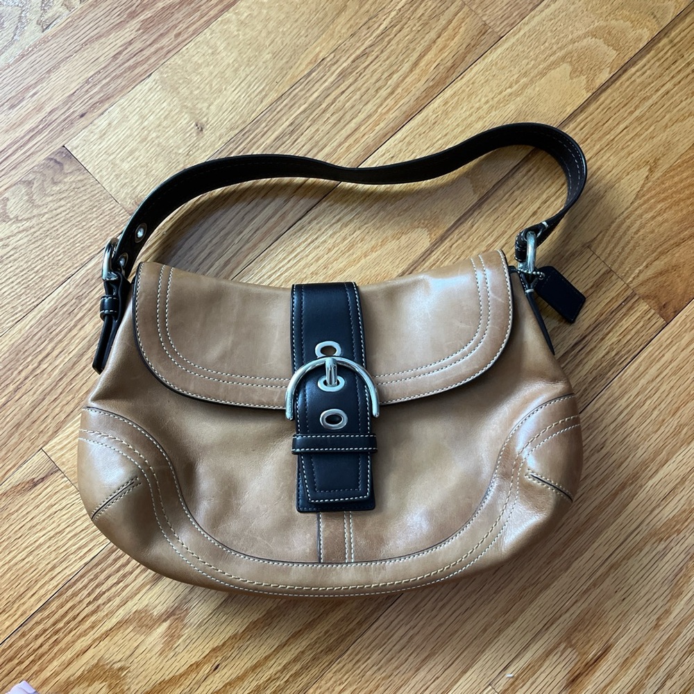 Coach Tan and Brown Leather Shoulder Bag